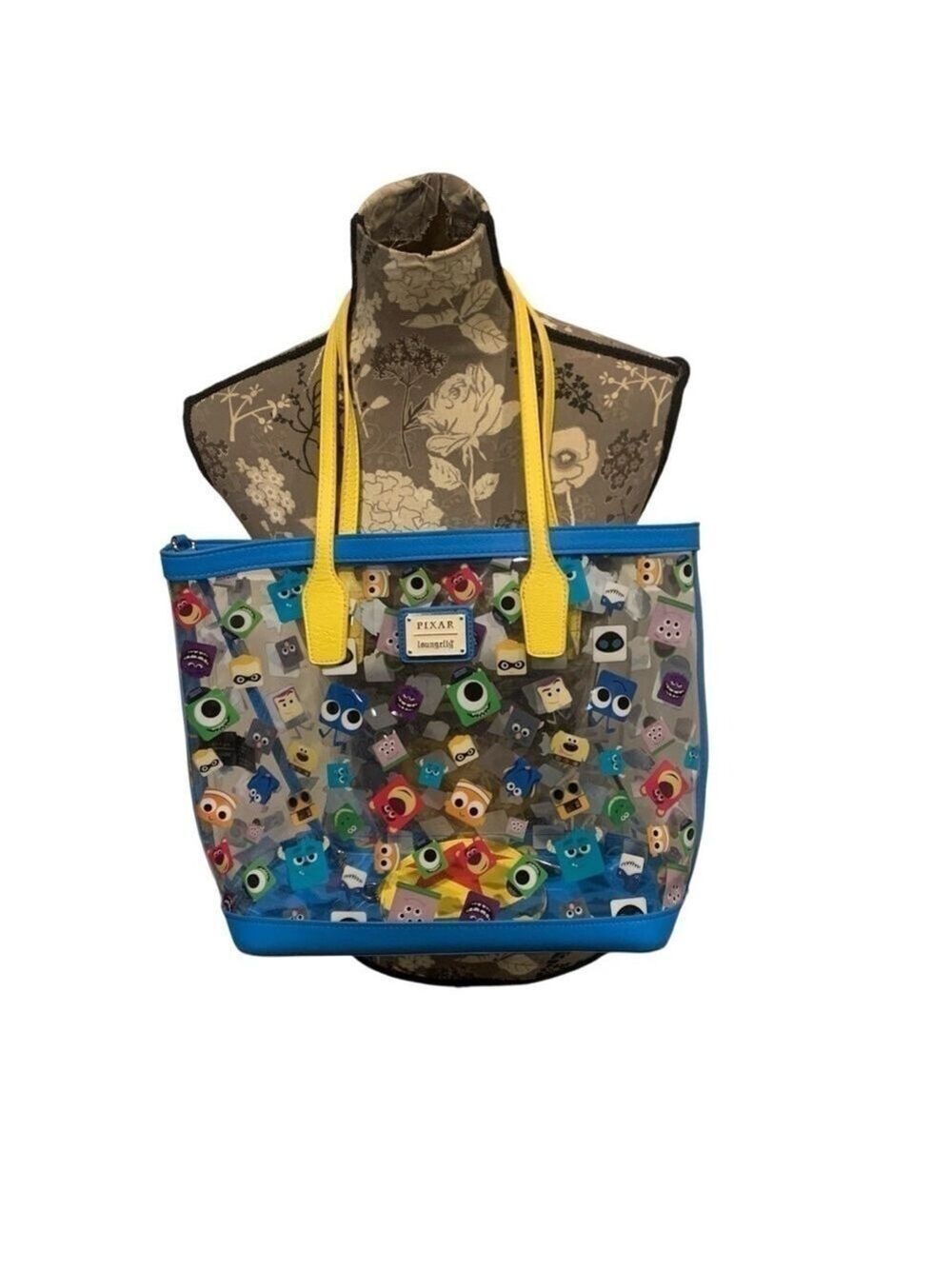 LOUNGEFLY Pixar Monsters Tote Bag - Blue and Yellow